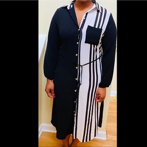 Black and white striped dress